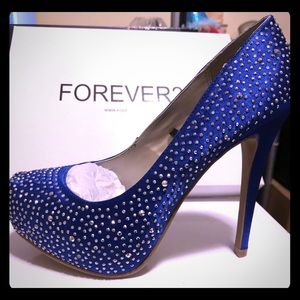 Royal blue bling heels